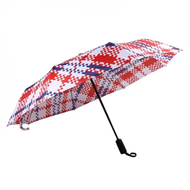 21Inch Chinese Style Woven Red And Blue Print Design Full Open High Quality Fold Umbrella