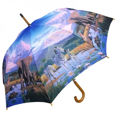 23inch * 8K 곡선 목조 손잡이 및 목조 샤프트 아름 다운 디자인 선물 우산