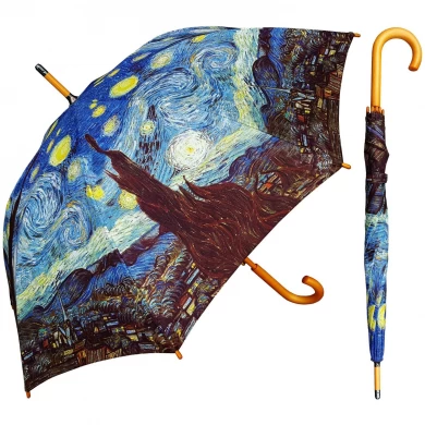 23inch * 8K curvó la manija de madera y el paraguas de madera del diseño hermoso del paraguas del regalo