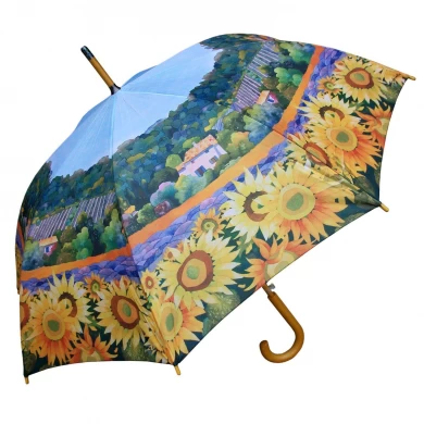 23-calowy * 8K zakrzywiony drewniany uchwyt i drewniany trzonek piękny design prezent parasol