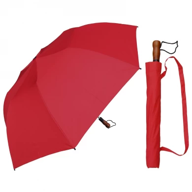 27 Inch 2 Fold Golf Houten Handvat Groot formaat Vouw Paraplu