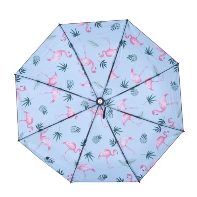 3 Faltbarer, sonnendichter Mini-Regenschirm mit Digitaldruck innen