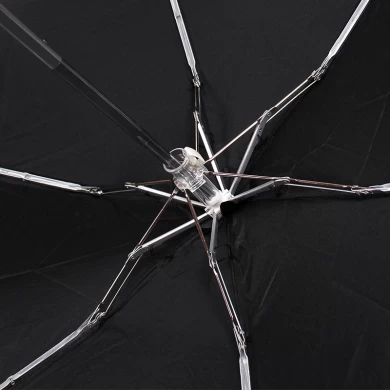 Paraguas de aluminio de la manija del rectángulo del marco de aluminio del doblez negro ligero de 6k supermini