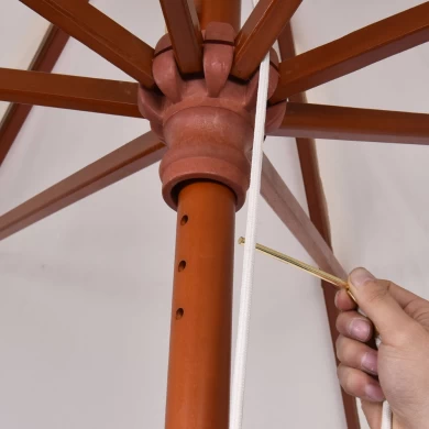 9ft Adjustable Wooden Garden Umbrella