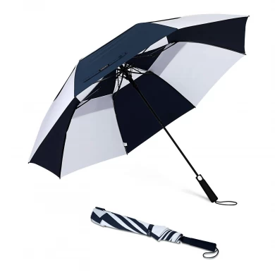 Venta caliente de Amazon Custom 27 pulgadas de gran tamaño en blanco y negro 2 paraguas de lluvia con impresión de logotipo
