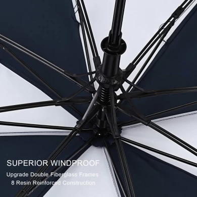 Amazon Hot Sale Custom 27 Zoll große Größe schwarz und weiß 2-fach Regenschirm mit Logo-Druck