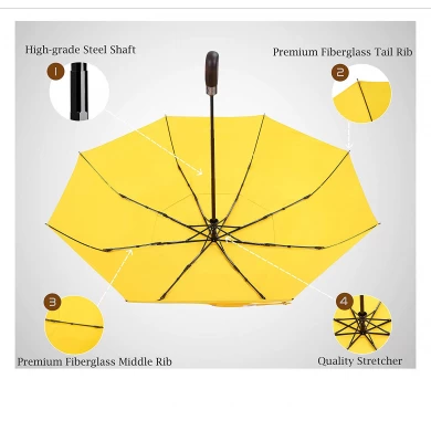 BSCI Shaoxing Supplier Foldable Umbrella Large Size Windproof 3 Folding Umbrella