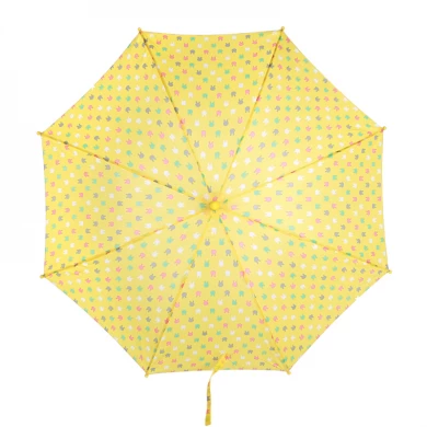 Cartoon kids yellow print hotsale rainproof wholesales umbrella