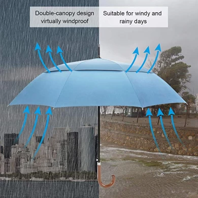 Tanie automatyczne dwuwarstwowy prosty parasol golfowy Filtr przeciwsłoneczny Wiatroodporny Dostosuj logo Drukuj Mocny parasol golfowy