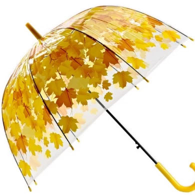 便宜的价格促销礼品透明透明PVC直伞形圆顶形状定制印刷广告雨伞