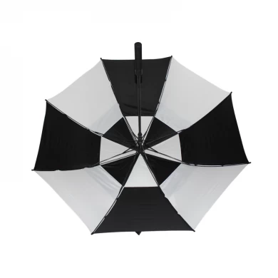 China Factory 60 Inch Alternating Two-tier Golf Umbrella with Custom Printed LOGO
