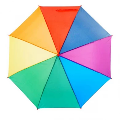 Fábrica china al por mayor 38 "8K colorido arco iris paraguas recto para niños