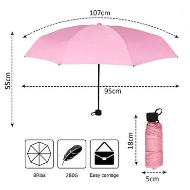 Paraguas compacto Calidad A prueba de viento Paraguas de viaje Ligero Mini paraguas para bolsillo