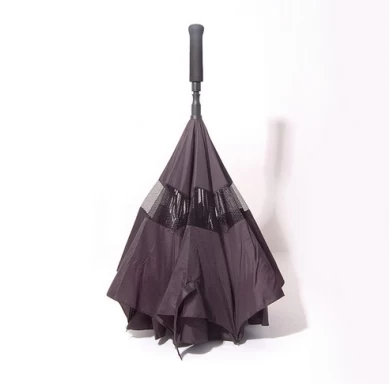 Kreatywny wysokiej jakości dwuwarstwowy długi uchwyt odwrócony odwrócony parasol golfowy