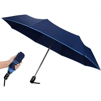 Custom Design Metal Shaft Three Folding Umbrellas Windproof Perfect Umbrella for Rain and Sun