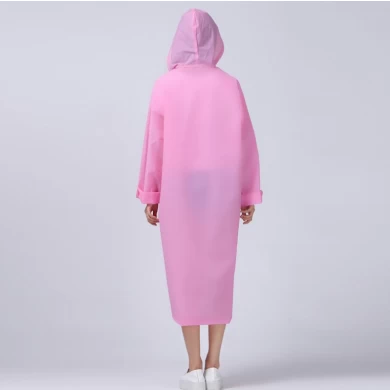 Niestandardowe logo Długi płaszcz przeciwdeszczowy dla kobiet Moda EVA Wodoodporny płaszcz przeciwdeszczowy z kapturem Sznurkiem