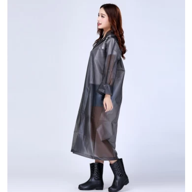 フードのドローストリングが付いている女性の方法エヴァの防水雨ポンチョのための注文のロゴの長いレインコート