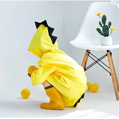 Custom dinosaur design waterproof EVA yellow rain poncho coat for kids