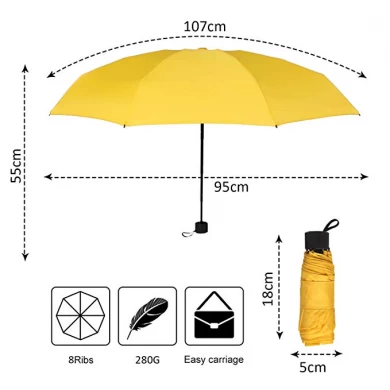 Custom pongee fabric manual 3 fold umbrella promotional rain umbrella