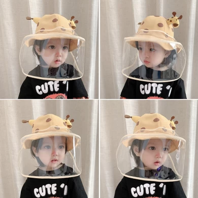 Cute kids hat with face shield mask