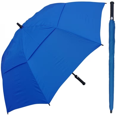 더블 레이어 windproof 캐노피 유리 섬유 프레임 소프트 핸들 골프 우산