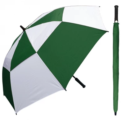 Double Layer Windproof Canopy Fiberglass Frame Soft Handle Golf Umbrella
