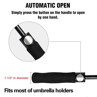 Factory 61 Inch Oversized Auto Open Golf Umbrella Outdoor Extra Large Double Canopy Vented Windproof Stick Umbrella