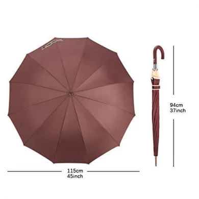 Фабрика J Stick Umbrella Автоматическая открытая ветрозащитная непромокаемая прямая ручка Большой 12 ребер Гольф Зонт