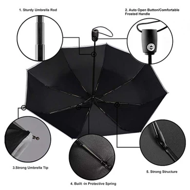Paraguas al aire libre portátiles compactos al por mayor de la fábrica con 8 costillas de fibra de vidrio