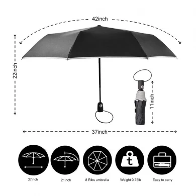 Factory Wholesale Compact Portable Outdoor Umbrellas with 8 Fiberglass Ribs