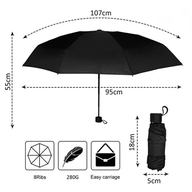 Parapluie pliable noir MOQ bas usine 3 parapluie manuel ouvert