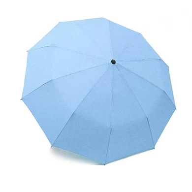 Factory wholesale hot sale bright blue windproof full auto open 3 folding rain umbrella
