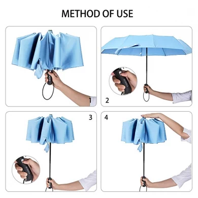 厂家批发热卖亮蓝色防风全自动开3折雨伞