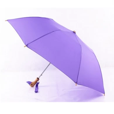 Fancy handle 2 fold Duck head houten handvat paraplu nieuw ontwerp automatische opvouwbare paraplu