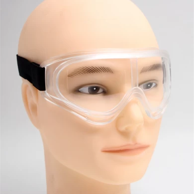 灵活的软性间接通风口防护安全护目镜，透明镜面护目镜，带可调节