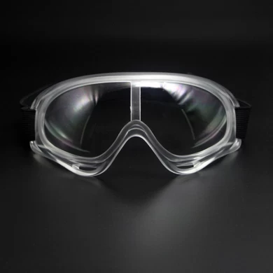 Flexible soft indirect vent protective safety goggle, clear lens face goggle with adjustable strap