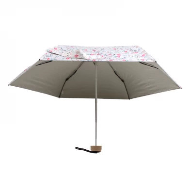 Artículos de regalo para mujer Sun Floral 5 pliegues mini paraguas con bolsa