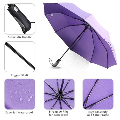 Good Quality Windproof Travel Umbrella Auto Open Close Button Folding Umbrella customizable 3 fold umbrella