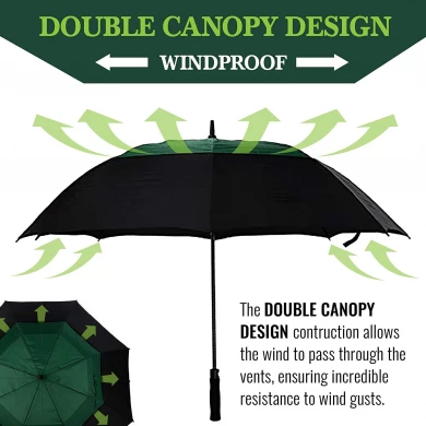 Guter Werbeartikel für langlebigen, winddichten, leicht zu öffnenden Doppel-Caonopy-Golfschirm