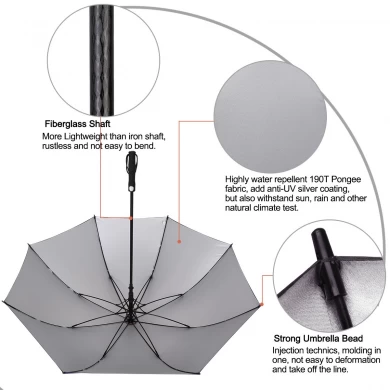 高品质27英寸30英寸自动开放式高尔夫伞，带有标志印花