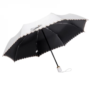 High quality Custom auto open 3 folding auto umbrella with logo print for promotion OEM gray