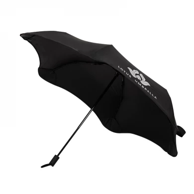 Hoogwaardige op maat gemaakt logo bedrukte veilige handmatige hoek 3 opvouwbare paraplu