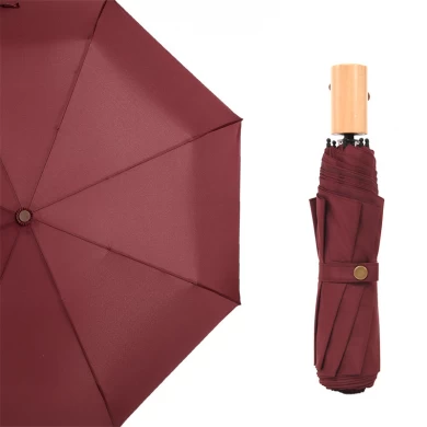 High quality custom pongee fabric 3fold umbrella promotional rain umbrella OEM