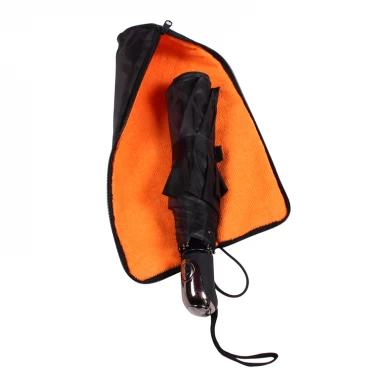 Hign Quality  Auto Open Close 3 Folds Travel Umbrella With Water Absorbent Waterproof Case
