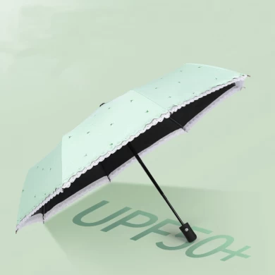 Hot Sale Sunscreen UV Sunshade Folding Lace Umbrella Rain Umbrella in Summer