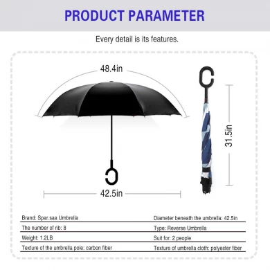 Wewnątrz parasol z pełnym nadrukiem dwuwarstwowy parasol z automatycznym otwieraniem i odwróceniem do góry nogami do samochodu