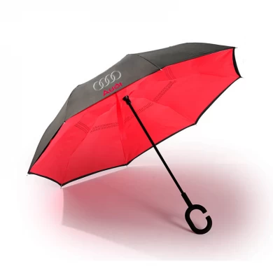 Umgekehrter Autoförderungsanzeigen-Doppelschichtregenschirm