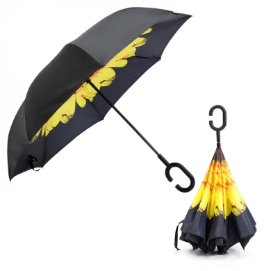 LOTUS 23 Inch Double Layer Car Umbrella Standing Reverse Umbrella Pattern for Advertising Umbrella