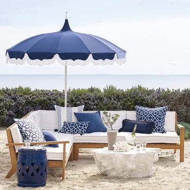 LOTUS Customized 1.8m Outdoor Pagoda Tassels Beach Cafe Large Umbrella Parasols for Beach