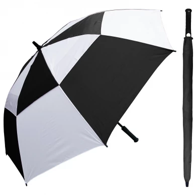 Gran paraguas de golf con mango de goma, botón EVA, impermeable, plateado